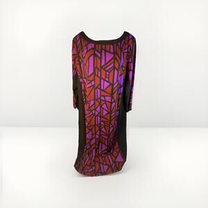 Bob Mackie Wearable Art Dress Sz L Geometric Purple & Red Triangles Great NWT